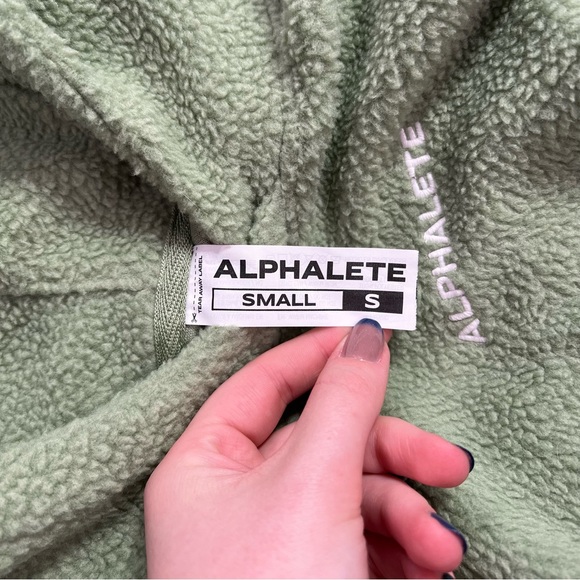 Alphalete King Crop Hoodie, Women’s Textured Plush Fleece Crop Hoodie - sage, S - Picture 4 of 10